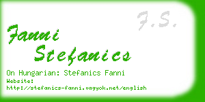 fanni stefanics business card